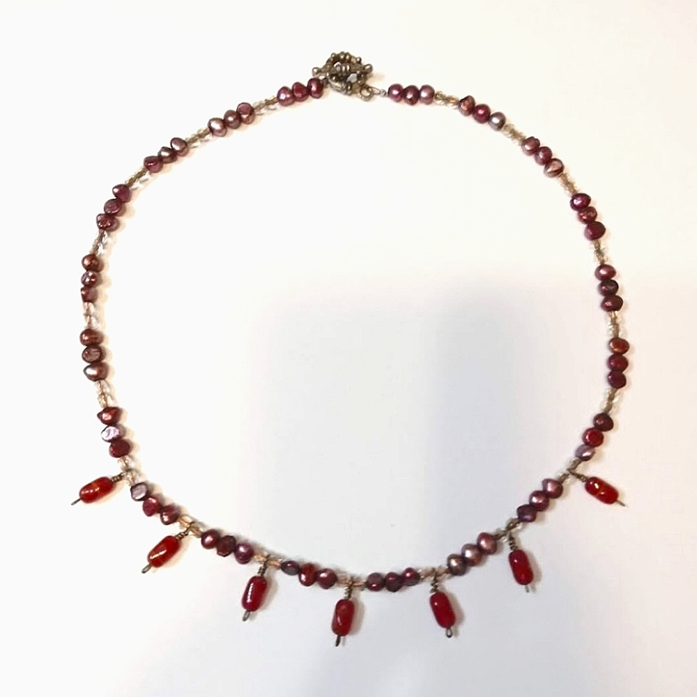 Beaded Choker Agate Drop Necklace